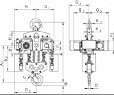 Wciągniki łańcuchowe typu CPE - stacjonarne mocowane na haku - układ 4/1
